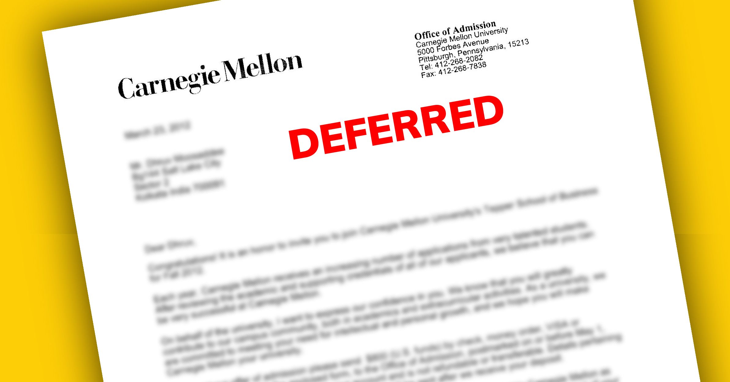 letter of deferral for university